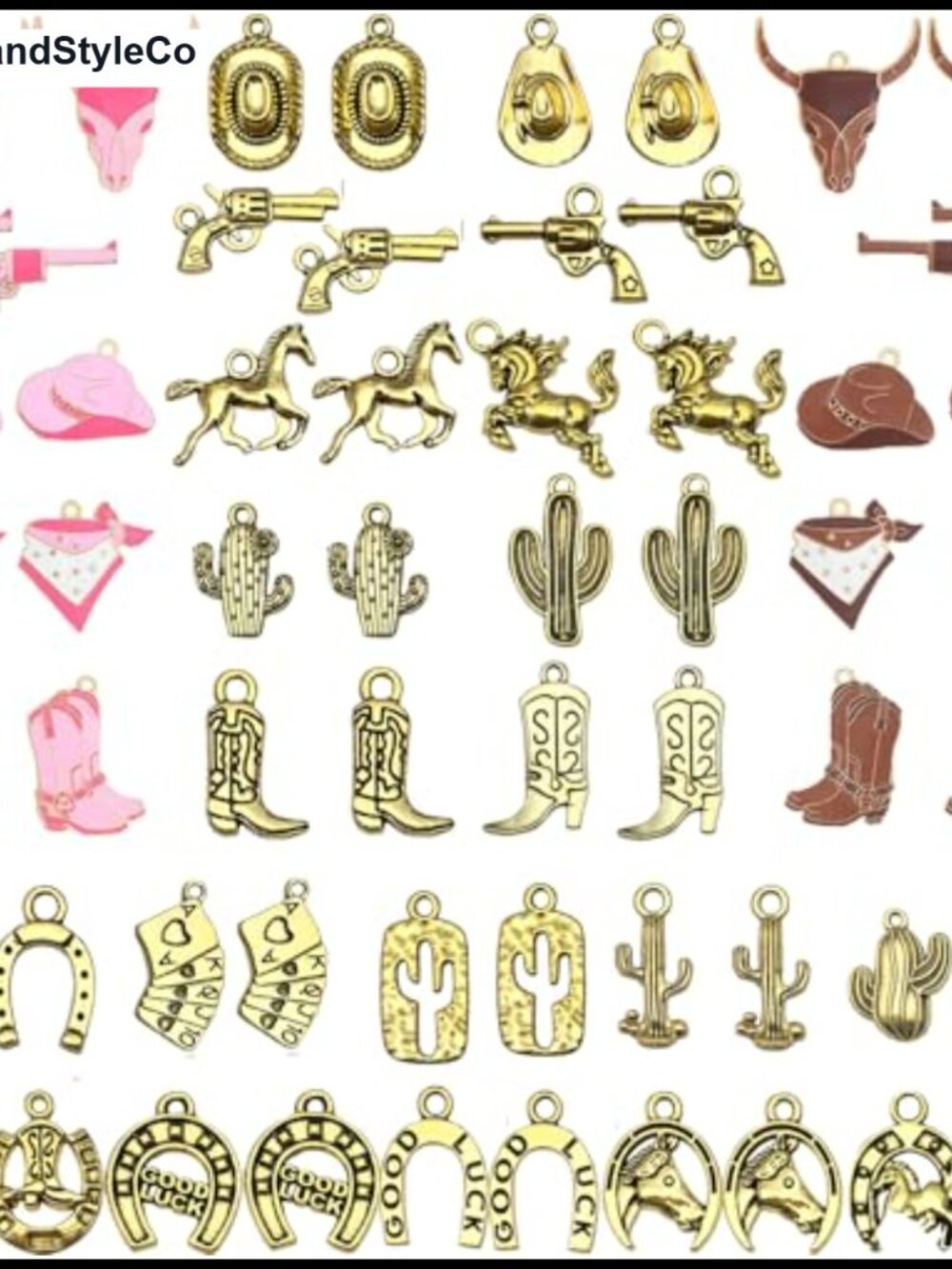 60Pc Western Cowboy Charms Jewelry Making DIY Craft Alloy Enamel